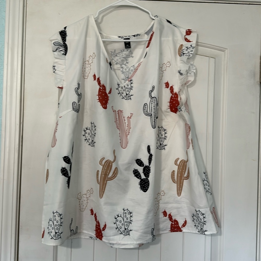 SHEIN Curve Cactus Blouse 4xl
